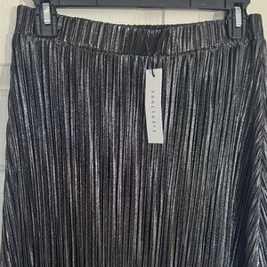 Sanctuary Shimmering Black Pleated Midi Skirt